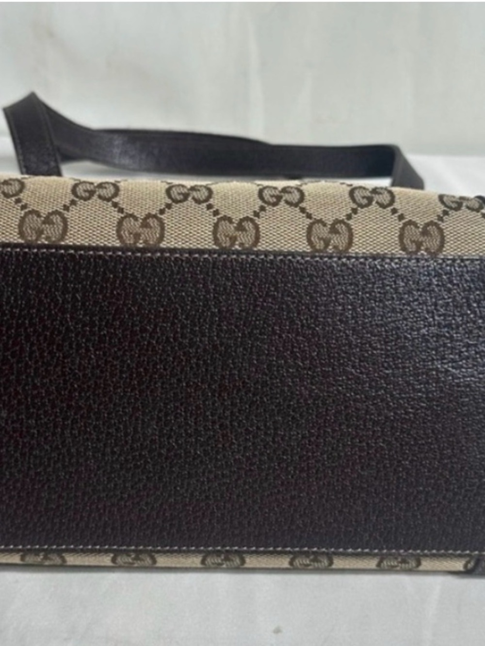 Gucci Beige GG Canvas Tote with Dark Brown Leather Trim - Picture 5 of 10